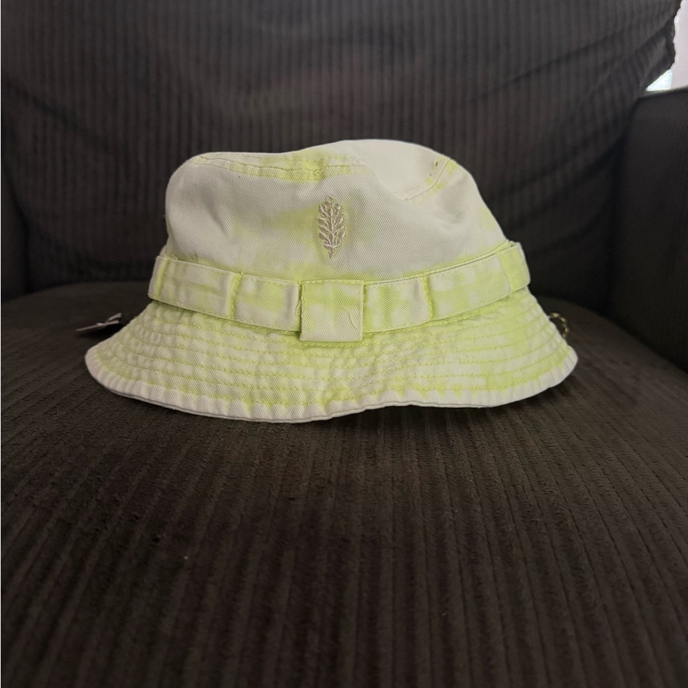 Free People Lime Green & White Bucket Hat NWT